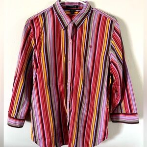 Lauren Ralph Lauren Red and Purple Casual Button Down Shirt